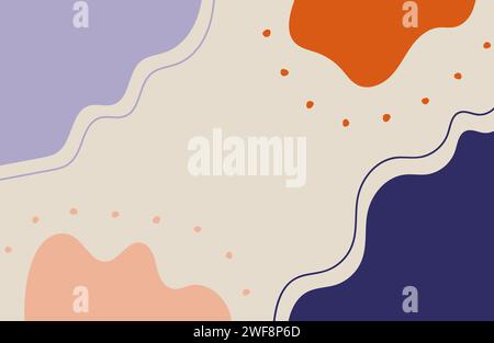 Handgezeichneter ästhetischer Hintergrund. Trendige abstrakte Kulisse mit flüssigen organischen Formen, Kritzeleien und Linien. Zeitgenössisches Kunstdesign Stock Vektor