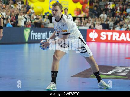 Köln, Deutschland. Januar 2024. © Laurent Lairys/MAXPPP - während der EHF Euro 2024 der Männer, Platzierungsspiel 3/4, Handballspiel zwischen Schweden und Deutschland am 28. Januar 2024 in der Lanxess-Arena in Köln, Deutschland - Foto Laurent Lairys/MAXPPP Credit: MAXPPP/Alamy Live News Stockfoto