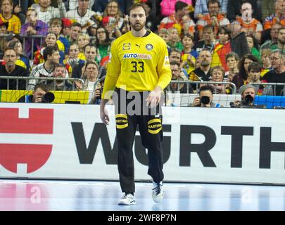 Köln, Deutschland. Januar 2024. © Laurent Lairys/MAXPPP - Andreas Wolff von Deutschland während der EHF Euro 2024 der Männer, Platzierungsspiel 3/4, Handballspiel zwischen Schweden und Deutschland am 28. Januar 2024 in der Lanxess-Arena in Köln - Foto Laurent Lairys/MAXPPP Credit: MAXPPP/Alamy Live News Stockfoto