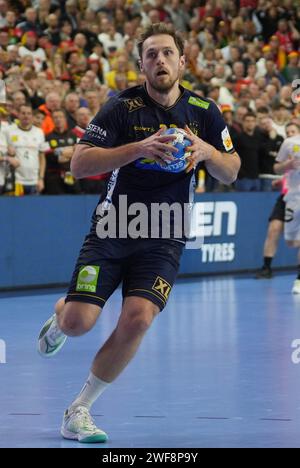 Köln, Deutschland. Januar 2024. © Laurent Lairys/MAXPPP - Albin Lagergren aus Schweden während der EHF Euro 2024 der Männer, Platzierungsspiel 3/4, Handballspiel zwischen Schweden und Deutschland am 28. Januar 2024 in der Lanxess-Arena in Köln - Foto Laurent Lairys/MAXPPP Credit: MAXPPP/Alamy Live News Stockfoto