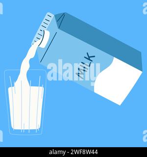 Handgezogenes Paket und Glas Milch. Illustration der Vektorabwicklung Stock Vektor