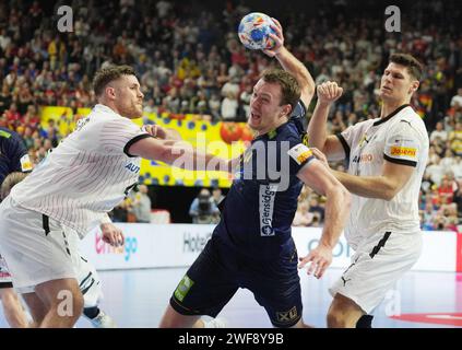 Köln, Allemagne. Januar 2024. Felix Claar aus Schweden während der EHF Euro 2024 der Männer, Platzierungsspiel 3/4, Handballspiel zwischen Schweden und Deutschland am 28. Januar 2024 in der Lanxess-Arena in Köln, Deutschland - Foto Laurent Lairys/DPPI Credit: DPPI Media/Alamy Live News Stockfoto