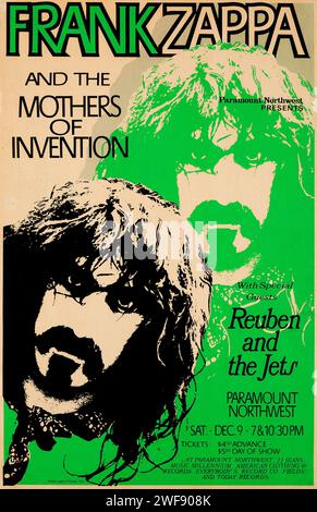 Frank Zappa und The Mothers of Invention, Reuben & The Jets Portland, Oregon Concert Poster Stockfoto