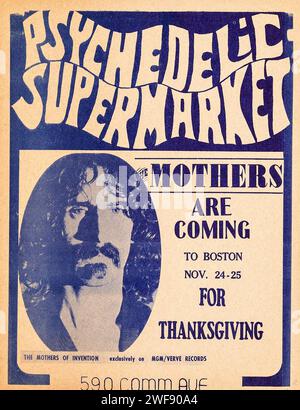 Psychedelic Supermarket (Thanksgiving, Boston 1967) ist ein Kunststück von Frank Zappa und The Mothers Concert Poster Stockfoto