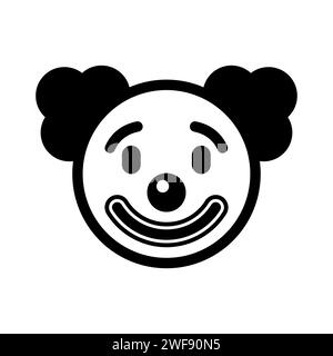 Clowngesicht-Symbol. Zirkus Karneval Spaß süßes Lächeln Maske Gesicht. Fröhliches lustiges Komiker-Zeichen-Symbol. Vektorabbildung. Stock Vektor