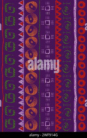 Stoff mit afrikanischem Muster, ethnische handgefertigte Ornamente für Ihr Design, Tribal-Muster-Motive geometrisches Element. Vektor-Hintergrundtextur, Afro-Textil Stock Vektor