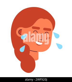 Weinen lachende Tränen Frau 2D Vektor Avatar Illustration Stock Vektor