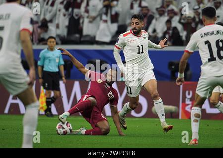 Al Khor, Katar. Januar 2024. QATAR VS PALESTINE：ACHTELFINALE - AFC Asienmeisterschaft Qatar 2023 im Al Bayt Stadium. Quelle: Meng Gao/Alamy Live News Stockfoto