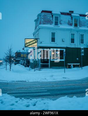 Santasieros Restaurant an einem schneebedeckten Wintertag, Buffalo, New York Stockfoto