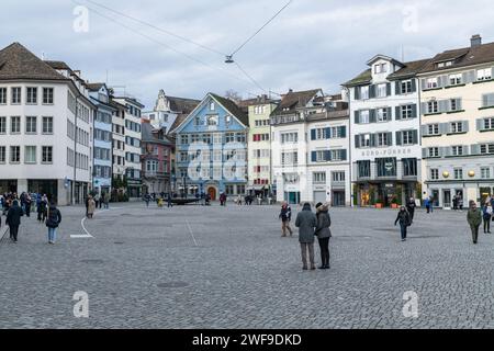 Münsterhof Stadtplatz plaza in der Altstadt von Zürich, Schweiz Stockfoto