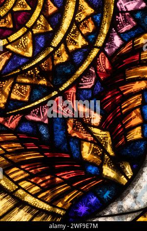 Großbritannien, England Kent, Chiddingstone, Kirche der Heiligen Maria der Jungfrau, Innenraum, Buntglasfragment Stockfoto