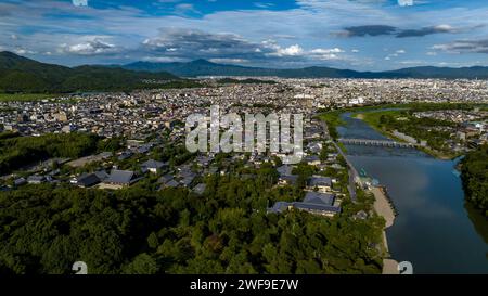 Luftaufnahme des Gebiets Sagatenryuji Susukinobabacho, Sommer in Kyoto, Japan Stockfoto