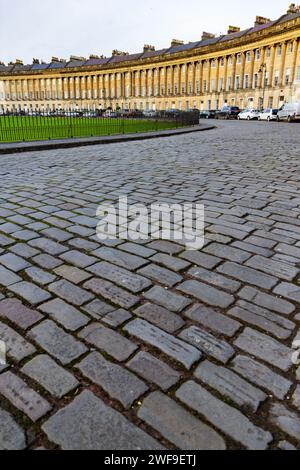 Cobbles Royal Crescent Bath England Stockfoto