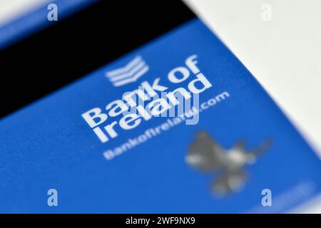 Nahaufnahme des Logos der Bank of Ireland auf der Visa-Debitkarte, Irland, Europa, EU Stockfoto