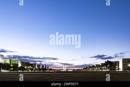 Blick von esplanada dos ministerios at Dawn, brasilia, Brasilien Stockfoto