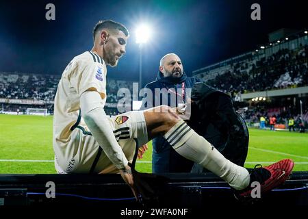 Salerno, Italien. Januar 2024. Lorenzo Pellegrini von AS Roma während des Spiels der Serie A zwischen US Salernitana und AS Roma im Stadio Arechi am 29. Januar 2024 in Salerno, Italien. Quelle: Giuseppe Maffia/Alamy Live News Stockfoto