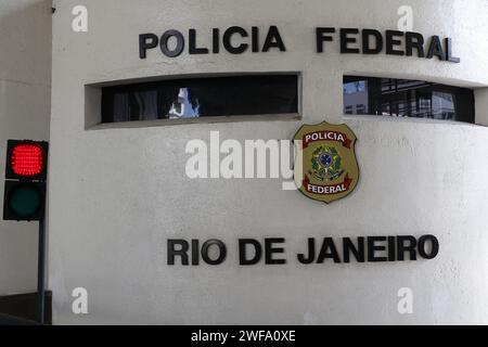 Hauptgebäude des Hauptquartiers der brasilianischen Bundespolizei. Brasilianische Bundesbehörde für Strafverfolgung - Rio de Janeiro, Brasilien 01.29.2024 Stockfoto