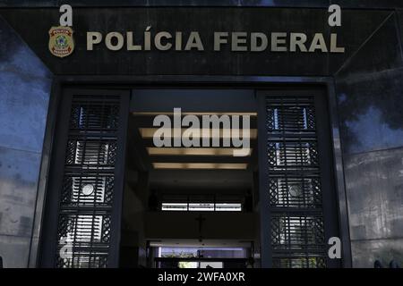 Hauptgebäude des Hauptquartiers der brasilianischen Bundespolizei. Brasilianische Bundesbehörde für Strafverfolgung - Rio de Janeiro, Brasilien 01.29.2024 Stockfoto