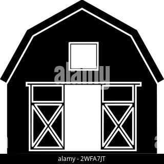 Landwirtschaft Illustration Bauernhof Silhouette Bauernhof Logo Scheune Icon Ernte Umriss Feld Traktor Saatpflanze Landwirt Bio Weizen ländliche Kornform Natur Maisgarten Stock Vektor