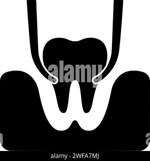 Dental Illustration Hygiene Silhouette Pflege Logo Zähne Icon Badezimmer Umriss Gesundheit Bürste glückliche Zahnbürste Haus gesunde Zähne Mund saubere Form Kind weiß Kind Stock Vektor