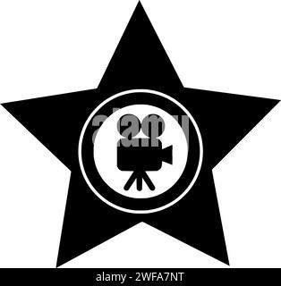 Kino Illustration Film Silhouette Film Logo Star Icon Unterhaltung Umriss Show Video Reel Kamera Kinematographie hollywood Medien Poster Theater Form Filmstreifen Produktion Industrie Stock Vektor