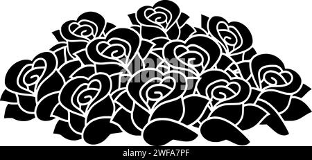 blumenillustration Rose Silhouette Natur Logo Blume Icon Blüte Umriss Leave Blatt Flora Dekor Frühling Garten botanische Blüte ditsy Form romantischer Blumenstrauß Rose Blume Stock Vektor
