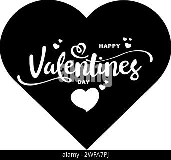 Glückliche Illustration Liebe Silhouette Text Logo valentine Icon Tag Umriss Herzkarte februar Feiertag Brief Gruß Typografie Kalligraphie Schriftform romantische Romantik Pfeil Stock Vektor