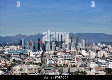 Die Skyline der Innenstadt, Sonntag, 28. Januar 2024, in Los Angeles. Stockfoto