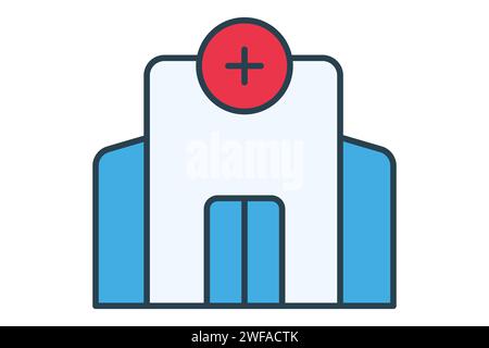 Symbol für Krankenhausgebäude. Symbol für Gesundheitseinrichtungen. Symbolstil für flache Linien. Elementabbildung Stock Vektor