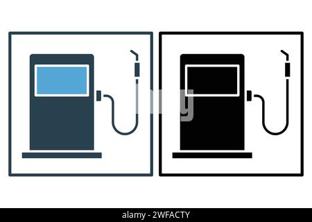 Tankstellensymbol. Symbol für Tankstellen und Tankstellen. Symbolstil durchgehend. Elementabbildung Stock Vektor