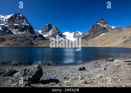 Laguna Chiarkhota Bolivien Stockfoto