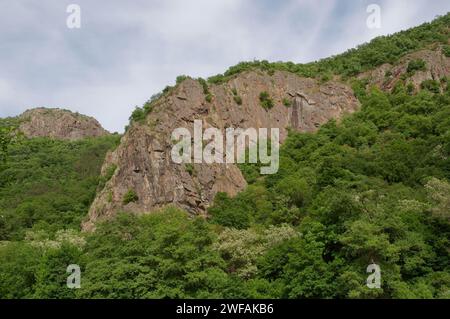 Felsige Landschaft im Nahetal bei Bad Münster am Stein-Ebernburg, Wandern, Bad Kreuznach, Rheinland-Pfalz, Deutschland Stockfoto