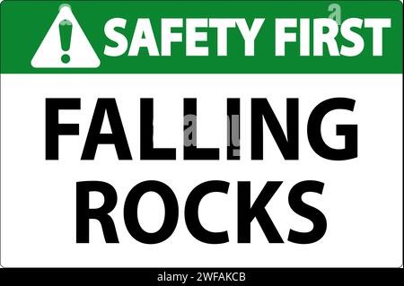 Safety First Schild, Falling Rocks Stock Vektor