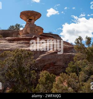 Ein Hoodoo in der Nähe des Devil's Canyon in der McInnis Canyons National Conservation Area in der Nähe von Fruita, Colorado Stockfoto