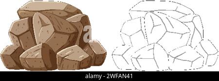 Zwei Sets von Felsblöcken im Cartoon-Stil in Vektorkunst Stock Vektor