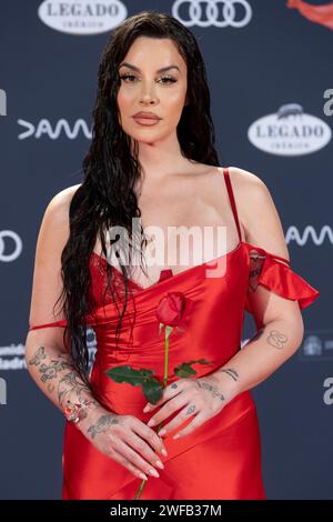 Madrid, Spanien. Januar 2024. Jedet besucht den roten Teppich der Feroz Awards 2024 in der Palacio Vistalegre Arena in Madrid. (Foto: Nacho Lopez/SOPA Images/SIPA USA) Credit: SIPA USA/Alamy Live News Stockfoto