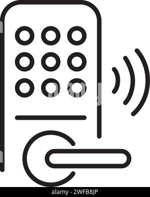 Intelligentes digitales Schloss. Symbol für perfekte Pixel Stock Vektor