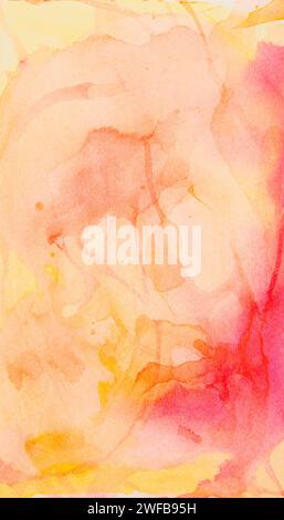 Aquarellbilder mit zarten, von Sonnenaufgang inspirierten Tönen schmeicheln die Leinwand. Dawn streichelt sanft Stockfoto