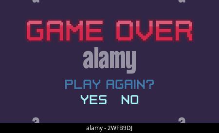 Pixel Art Game Over-Inschrift. Nachricht auf dem Bildschirm des Videospiels. Vektorabbildung Stock Vektor