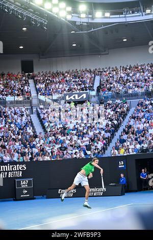 Paris, Frankreich. Januar 2024. Daniil Medwedev während des Australian Open AO 2024 Grand Slam Tennis Turniers am 28. Januar 2024 im Melbourne Park in Australien. Quelle: Victor Joly/Alamy Live News Stockfoto