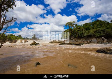 Khone Phapheng fällt auf dem Mekong River im Süden von Laos. Stockfoto