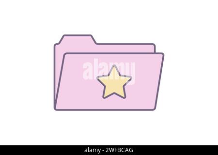 y2k-Schnittstelle, Symbol, Ordner mit Asterisk-Interface-Element-Vektor Stock Vektor