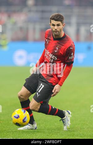 27. Januar Mailand - Italien - Sport, Fußball - Mailand vs Bologna italienische Meisterschaft 2023/2024 - G. Meazza Stadium - im Bild: Christian Pulisic (11 Stockfoto