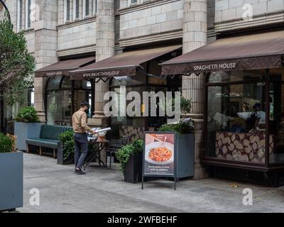 Spaghetti House Restaurant, Sicilian Avenue, Bloomsbury, London, Großbritannien Stockfoto