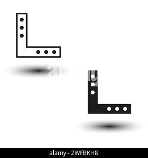 Montagewinkel Metallhalterung Symbol, L-förmige Fachhalterung. Vektorabbildung. EPS 10. Rohbild. Stock Vektor