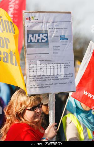 Demonstranten mit Plakat sind bei einem Streik, Renten- und Lohnprotest in Bristol, Großbritannien 30/11/2011, abgebildet Stockfoto