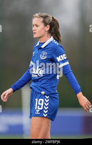 Everton FC gegen Leicester City FC Barclays Womens Super League WALTON HALL PARK STADIUM, ENGLAND - 28. JANUAR. 2024 während des Barclays Women’s Super League Spiels zwischen Everton FC und Leicester City FC im Walton Hall Park Stadium am 28. Januar 2024 in Liverpool England. (Foto Alan Edwards für F2images) Stockfoto