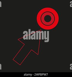 Zum Zielpfeil gehen. Rote Elemente auf schwarzem Hintergrund. Geschäftsdiagramm. Missionssymbol. Vektorabbildung. Rohbild. EPS 10. Stock Vektor