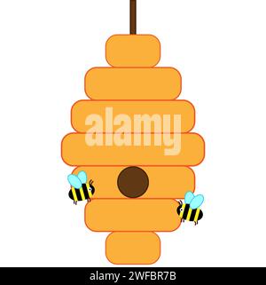 Beehive-Symbol. Cartoon-Design. Honigverarbeitung. Handgezeichnete Kunst. Abstrakter STYLE. Vektorabbildung. Rohbild. EPS 10. Stock Vektor