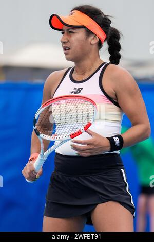 Heather Watson aus Großbritannien im Viertelfinale der ITF Women’s World Tennis Tour W60 2023 in Canberra, Australien Stockfoto